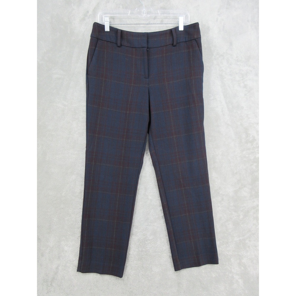 Ann Taylor Pants Womens Size 8 Blue Plaid Curvy Trousers Stretch Office Preppy